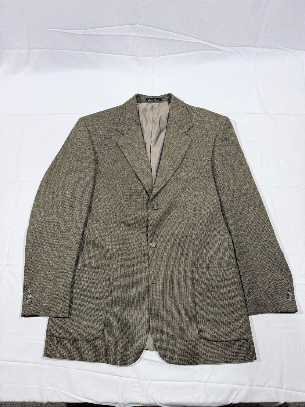 Classic Men's Tweed Sport Coat in Olive Brown - Unbranded 42R Vintage Riggings